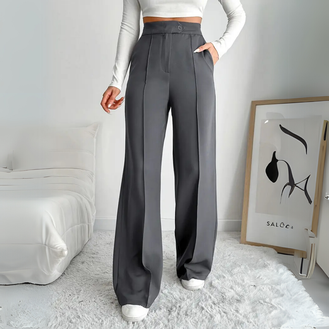 ANDREA | DONKERGRIJZE WIJDE BROEK